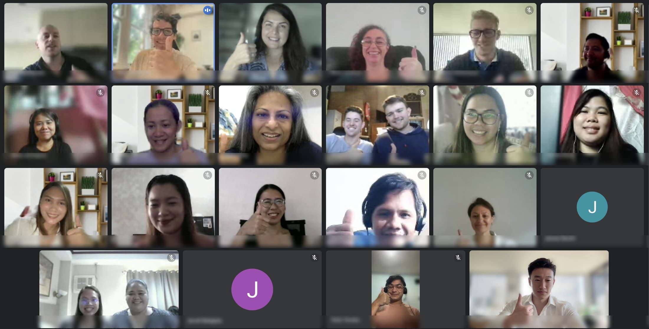 The remote Get Listings team on a video call, smiling
