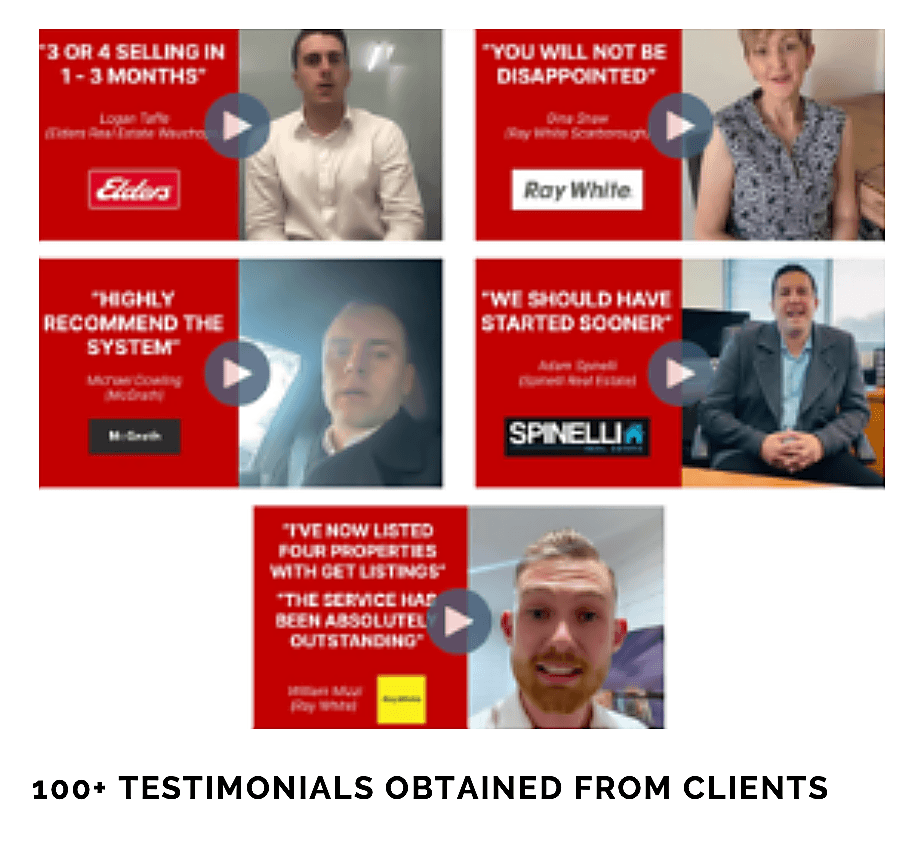 Over 100 client testimonials obtained at Get Listings